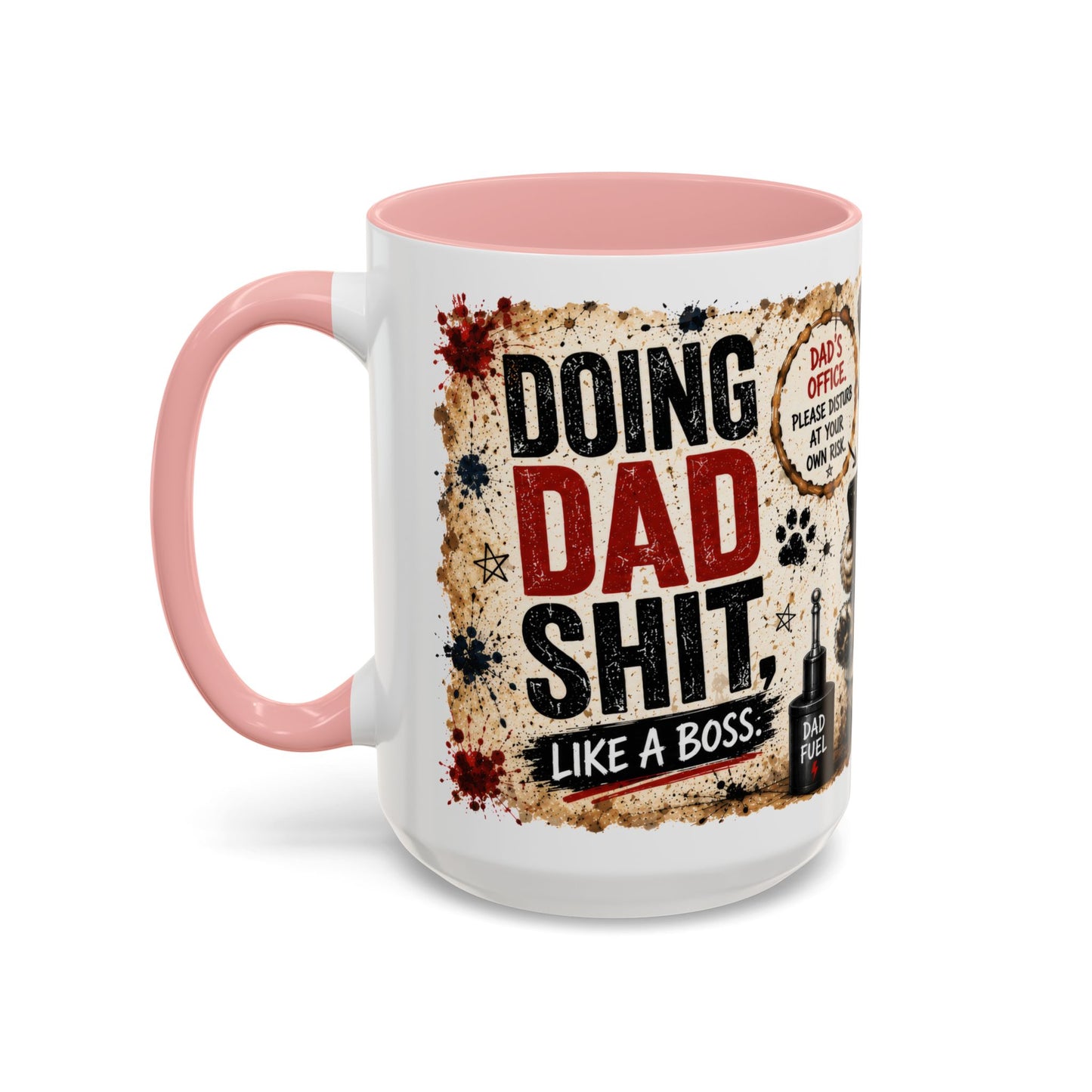 Dad Rules Coffee Mug — Funny Toilet Bulldog Design, "Leave a Message After the Flush" Accent Mug (11/15oz)
